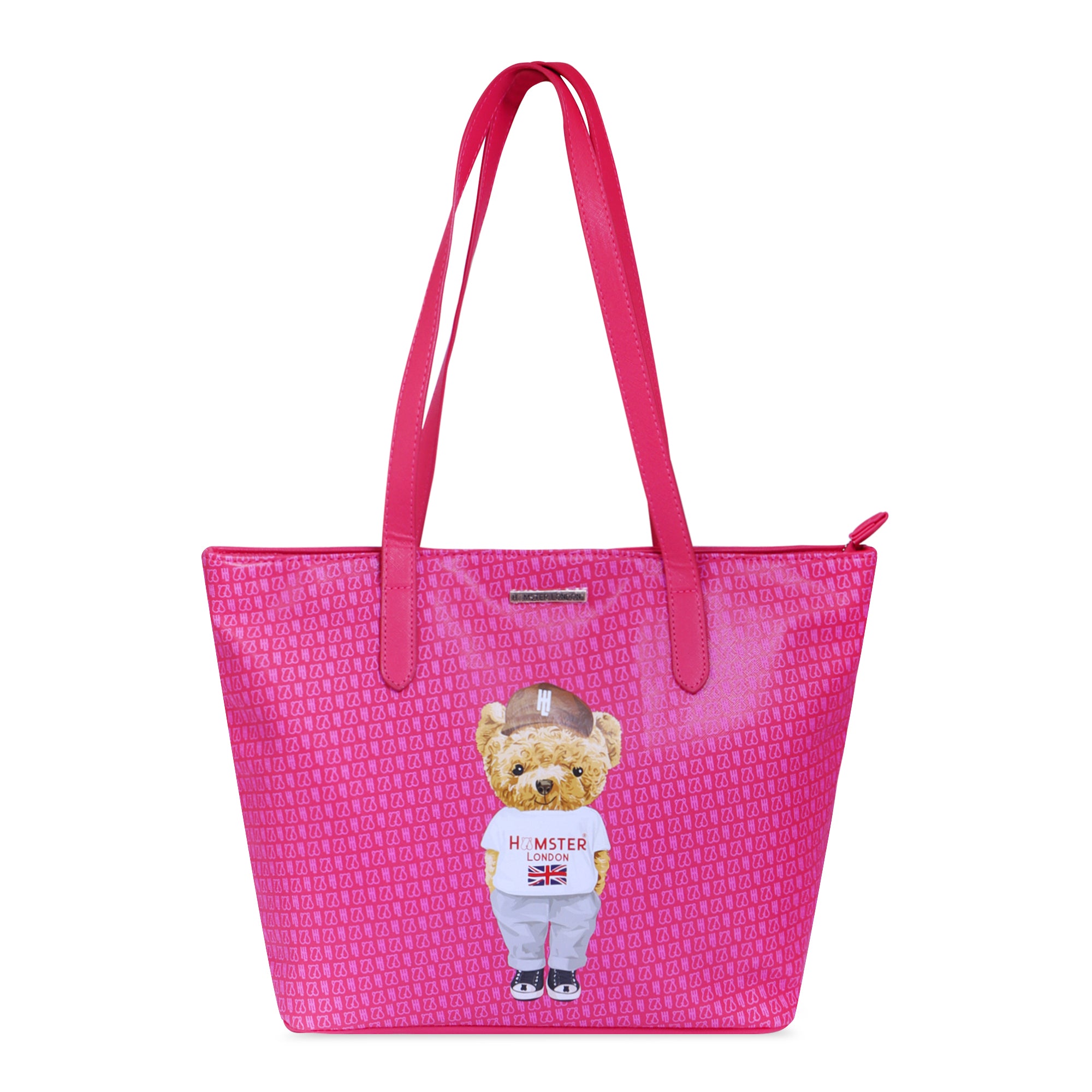 Hamster London Ted H Limited Edition Top Zip Tote Bag Hot Pink