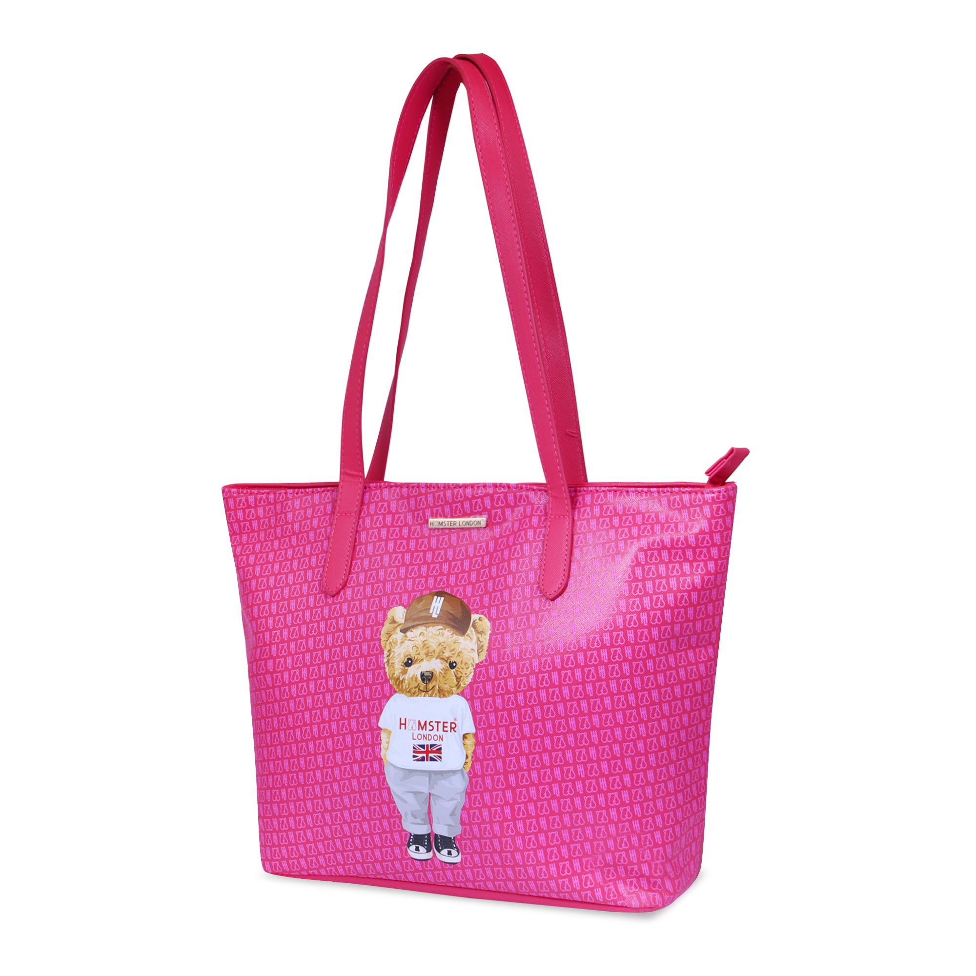 Hamster London Ted H Limited Edition Top Zip Tote Bag Hot Pink