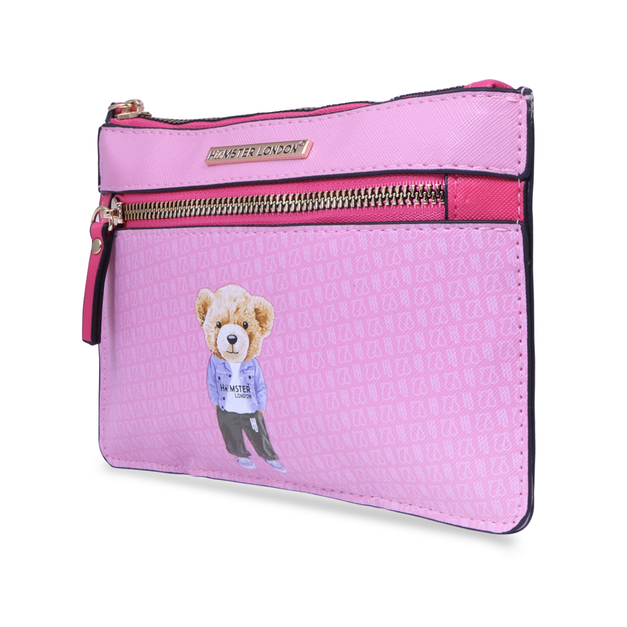 Hamster London Ted H Limited Edition Double Zip Pouch Light Pink