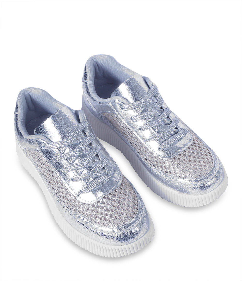 Hamster London Marcella Mesh Silver Party Sneakers