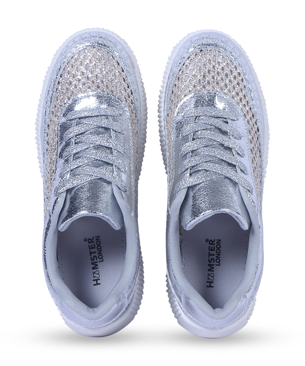 Hamster London Marcella Mesh Silver Party Sneakers