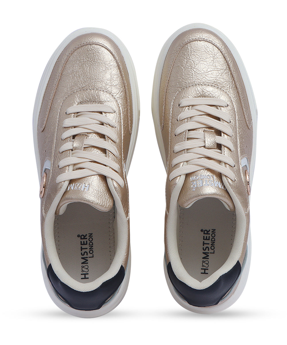 Hamster London Metallic Motion Gold Sneakers