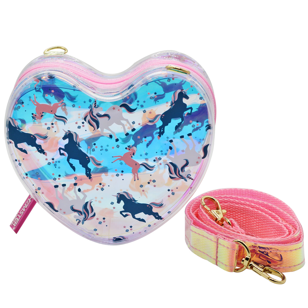 Hamster London Shiny Classic Heart Sling Bag Unicorn