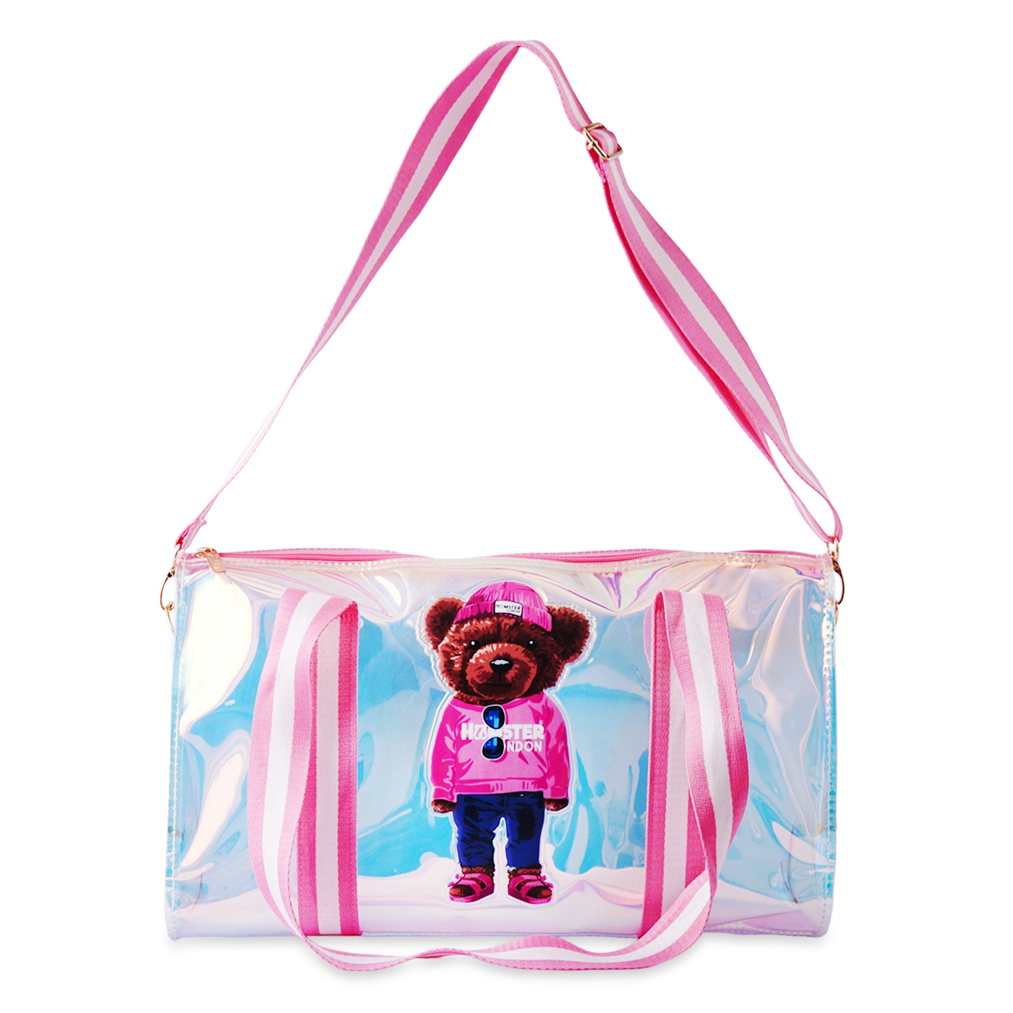 Hamster London Gift Hamper Ted H Triangle Duffle Pink and Bottle