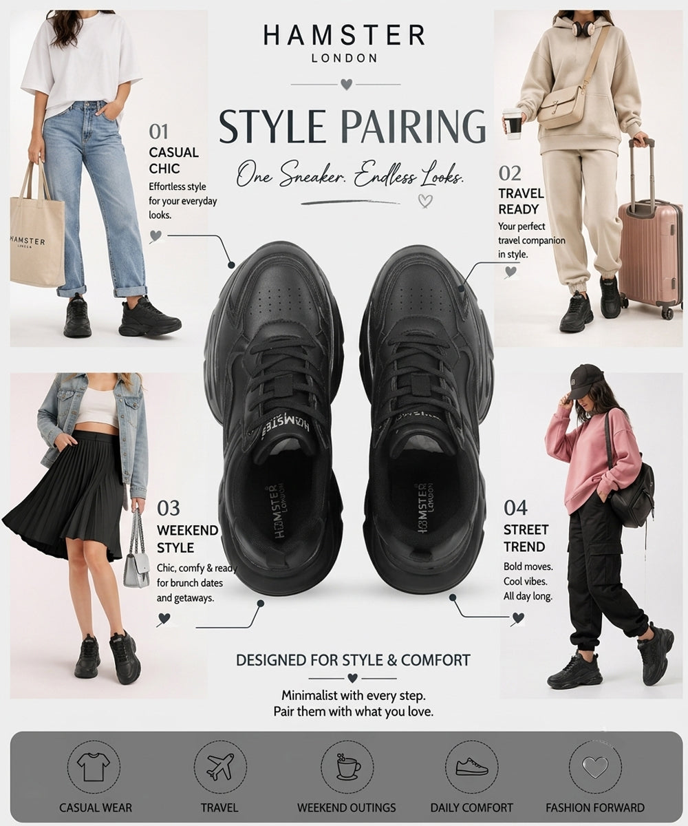 Hamster London Matte Black Party Sneakers
