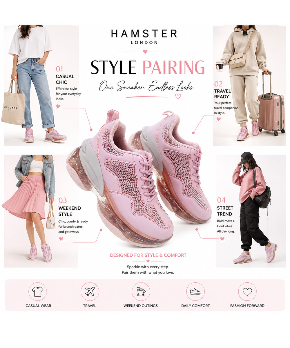 Hamster London Marcella Powder Pink Party Sneakers