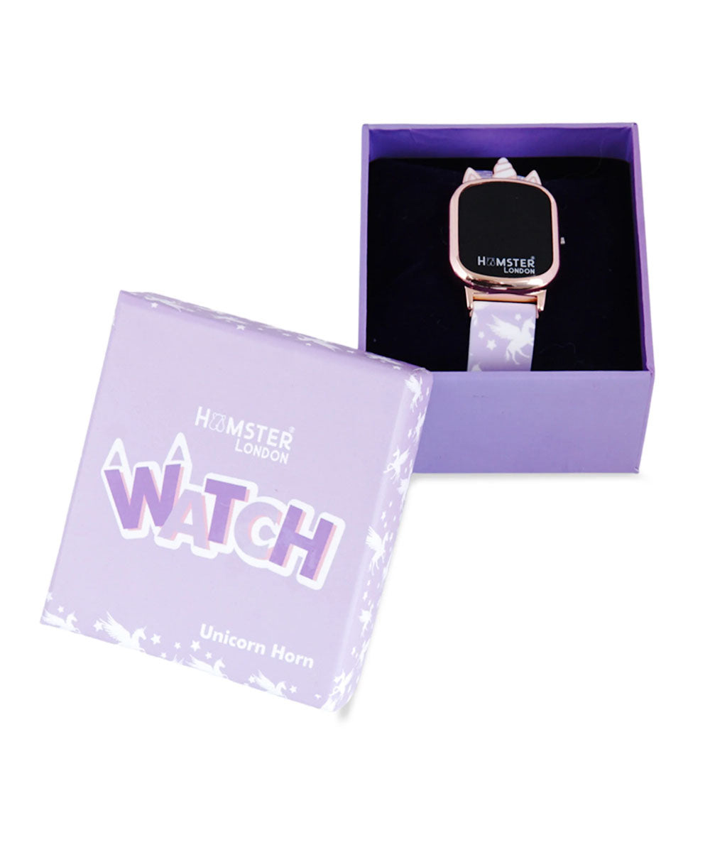 Hamster London Unicorn Metal Horn Purple Digital Watch