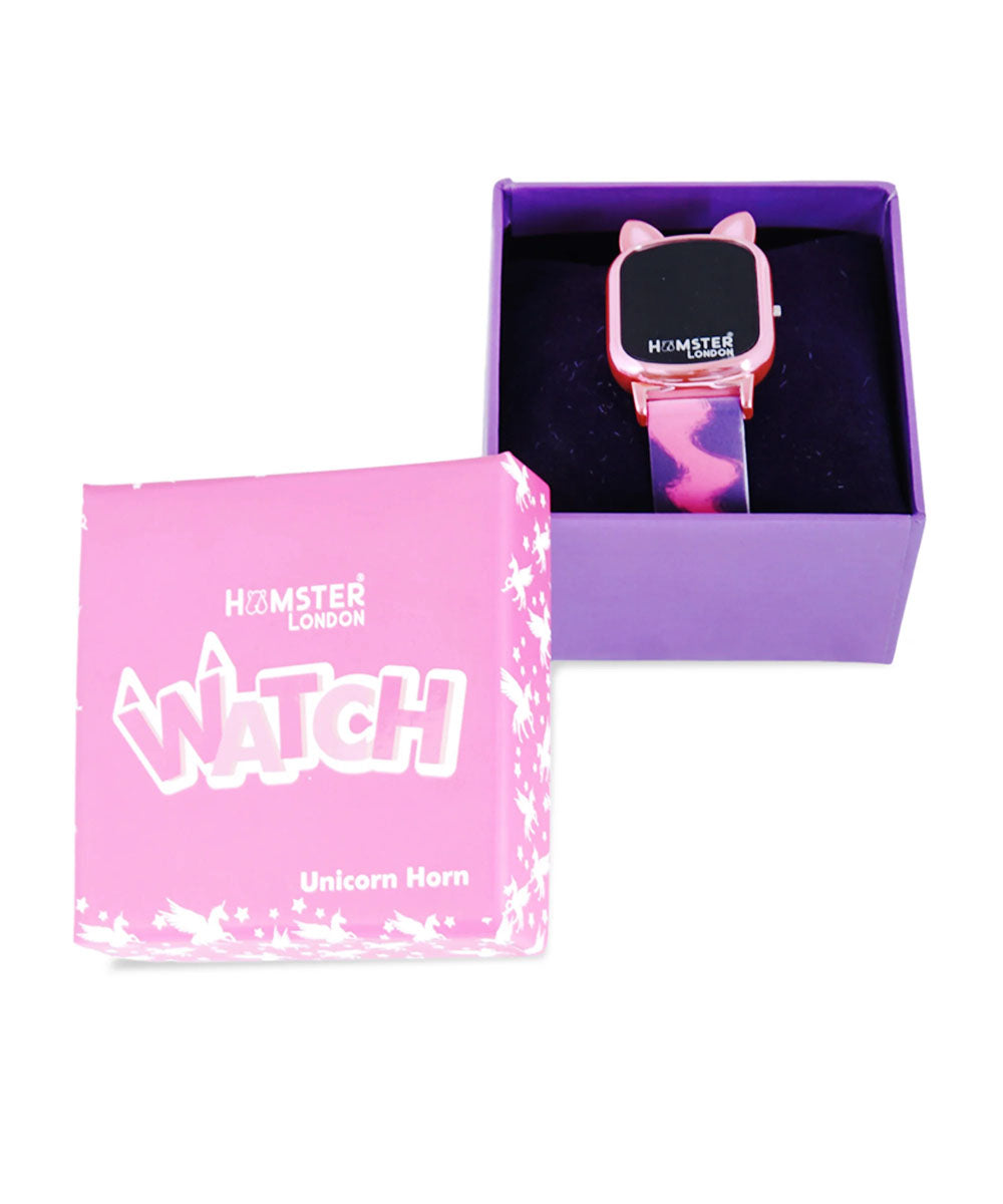 Hamster London Unicorn Metal Horn Swirl Digital Watch