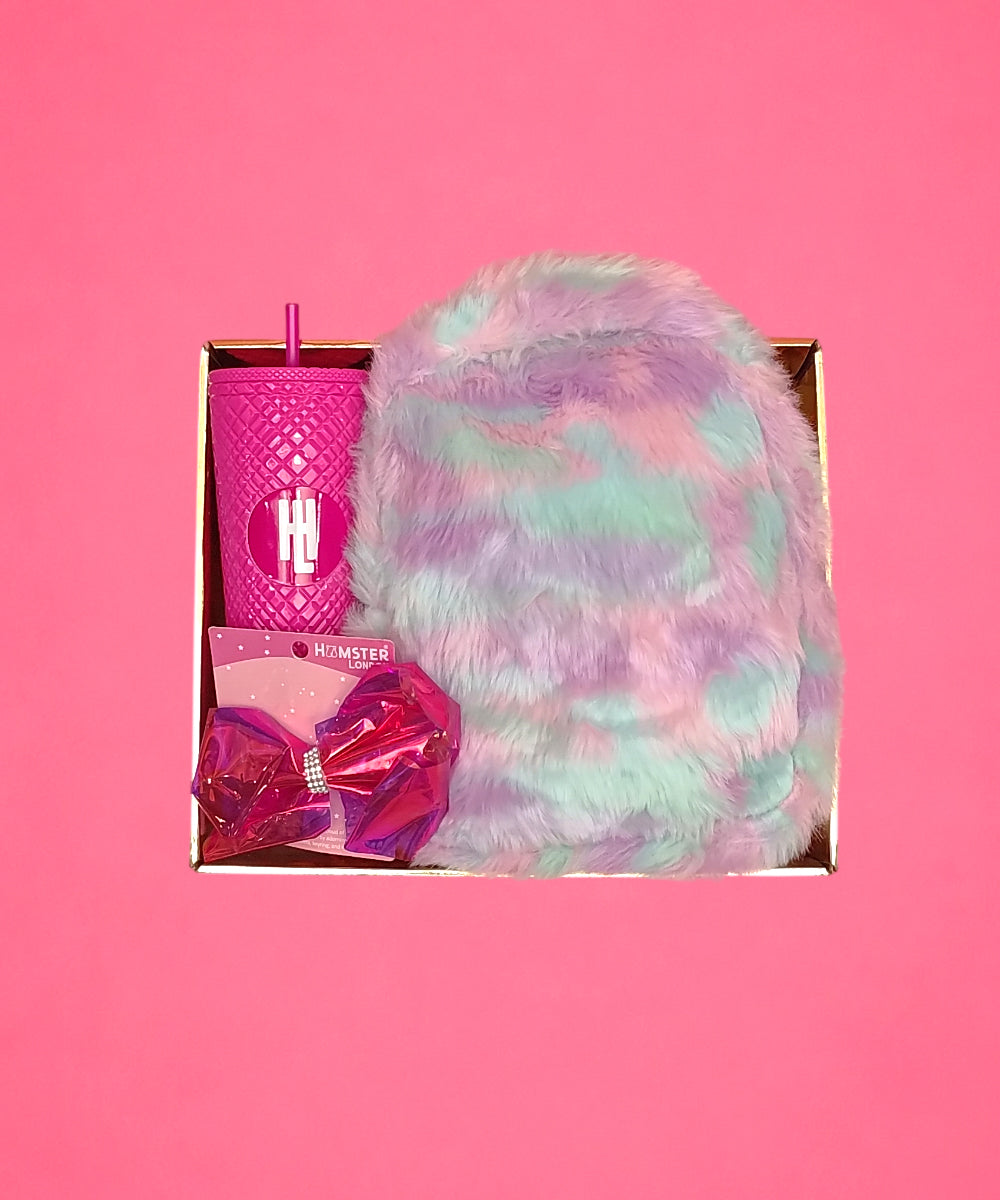 Hamster London Furry Backpack Gift Set with Sipper & Hair Clip