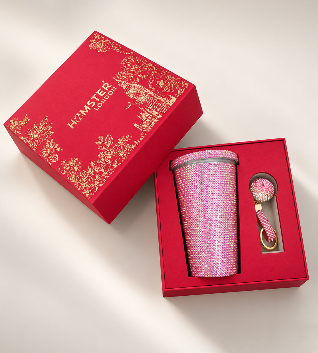 Hamster London Crystal Gem Bottle With Charm Hot Pink 500 ml