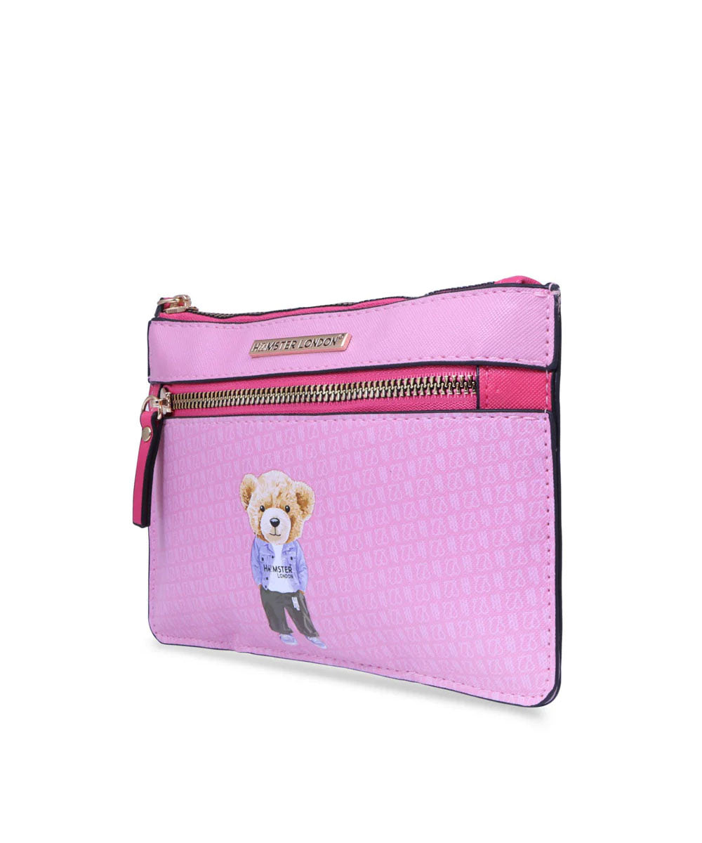 Hamster London Ted H Limited Edition Double Zip Pouch Light Pink