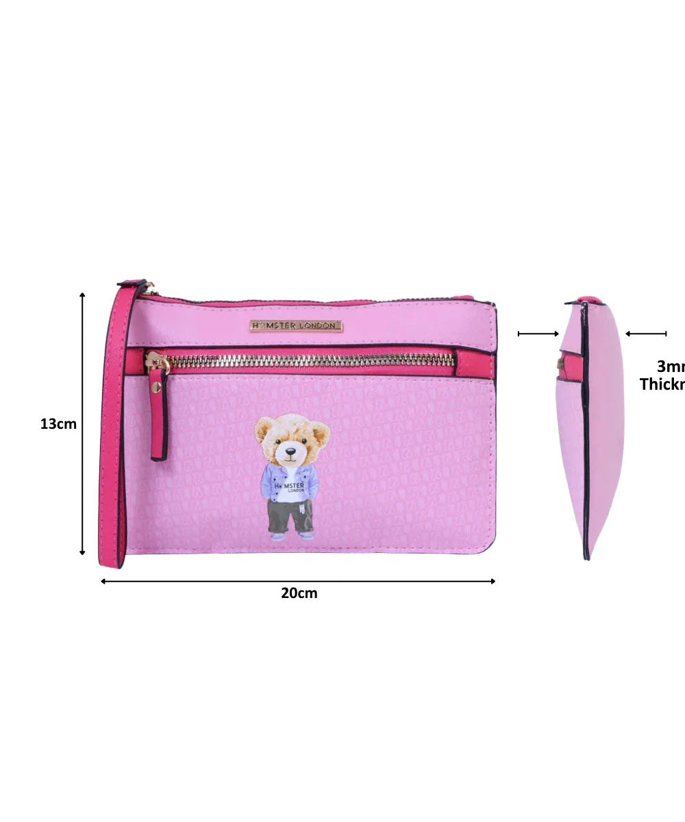 Hamster London Ted H Limited Edition Double Zip Pouch Light Pink