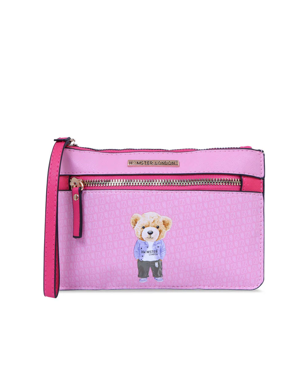 Hamster London Ted H Limited Edition Double Zip Pouch Light Pink