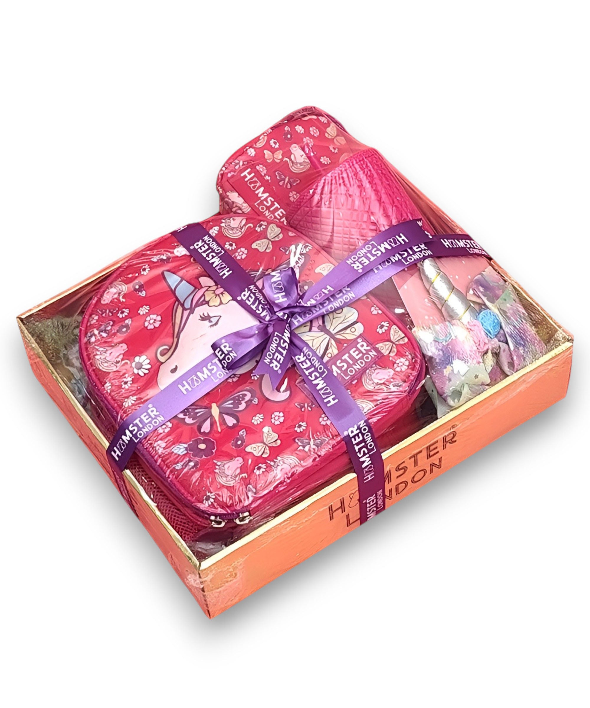 Hamster London Unicorn Gift Hamper with Lunch Bag, Sipper, Pouch & Hair Clip