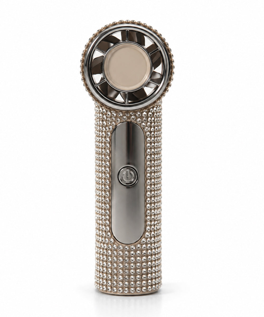 Hamster London Crystal Glam Compress Handheld Fan – Silver
