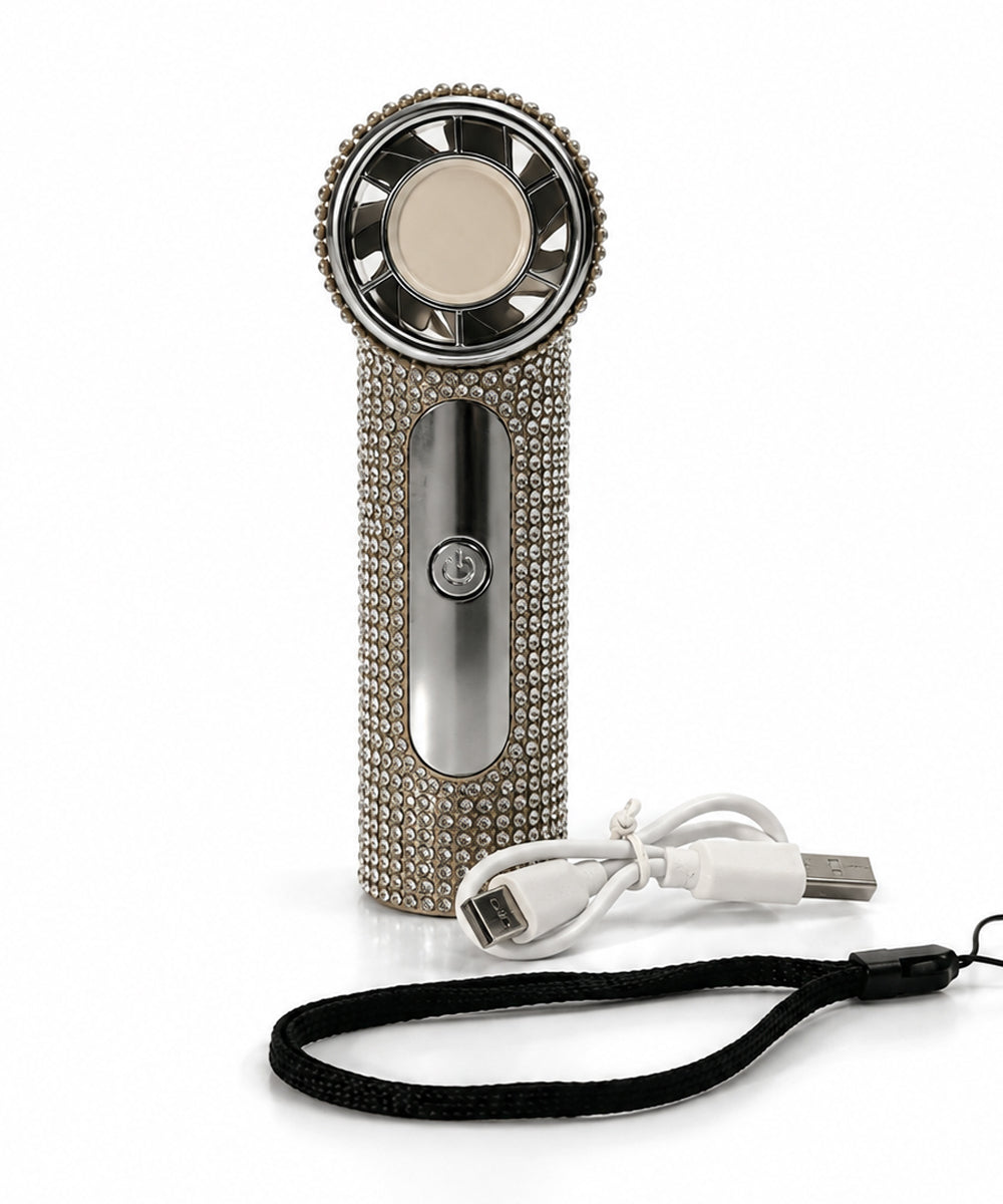 Hamster London Crystal Glam Compress Handheld Fan – Silver