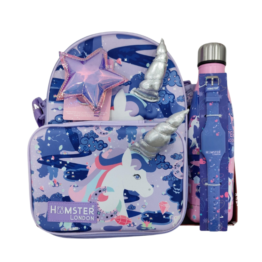 Hamster London Gift Hamster ( Magical Unicorn Hardcase + Lunch bags , Neon Bottle Unicorn , LED Band Mermaid Sea Watch , Star Key Chin )