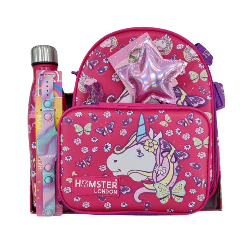 Hamster London Gift Hamper (Pink Pixy Unicorn Hardcase + Lunch bags , Bottle ,  Key chain , Watch )