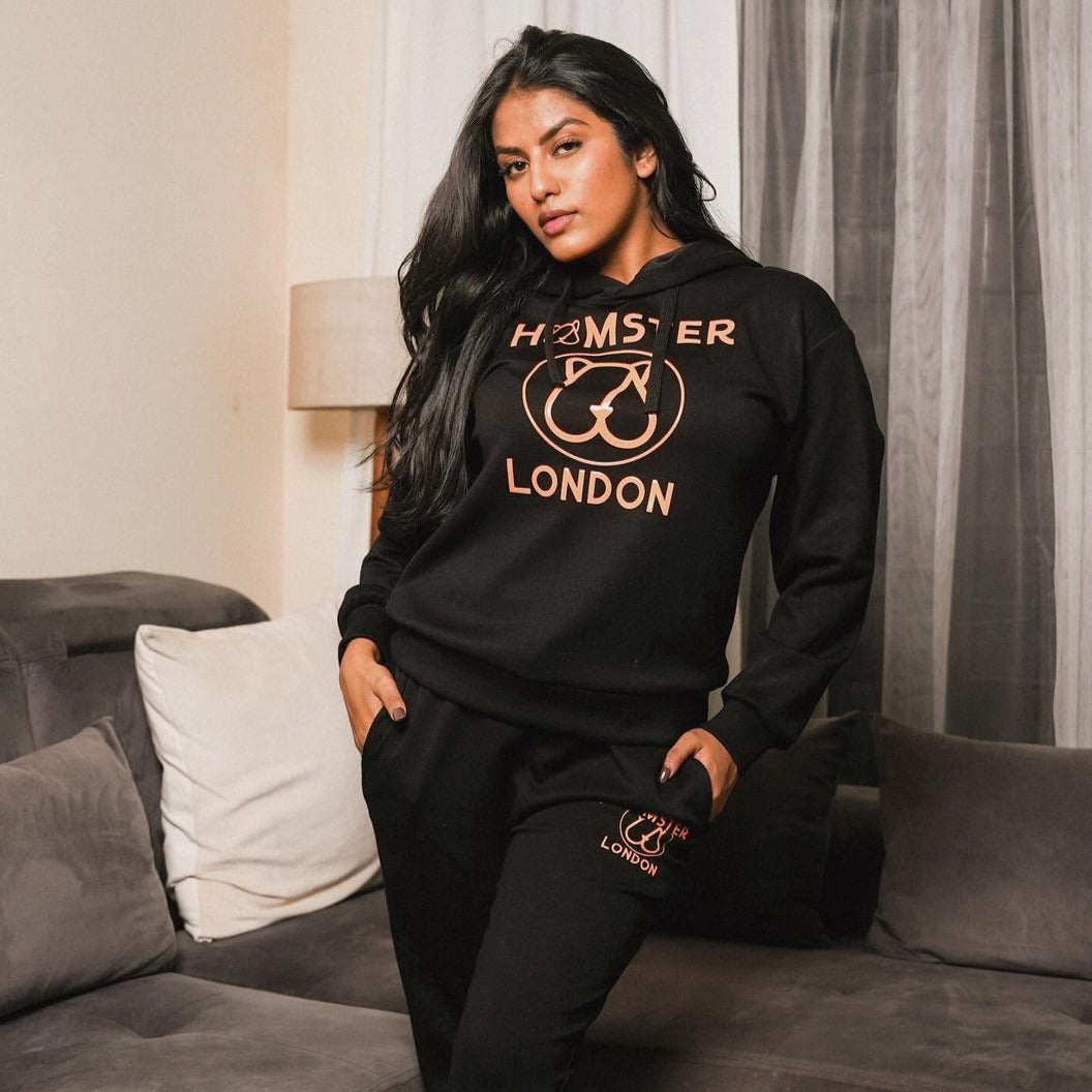 Hamster London Coord Set Teddy Hoodie Black