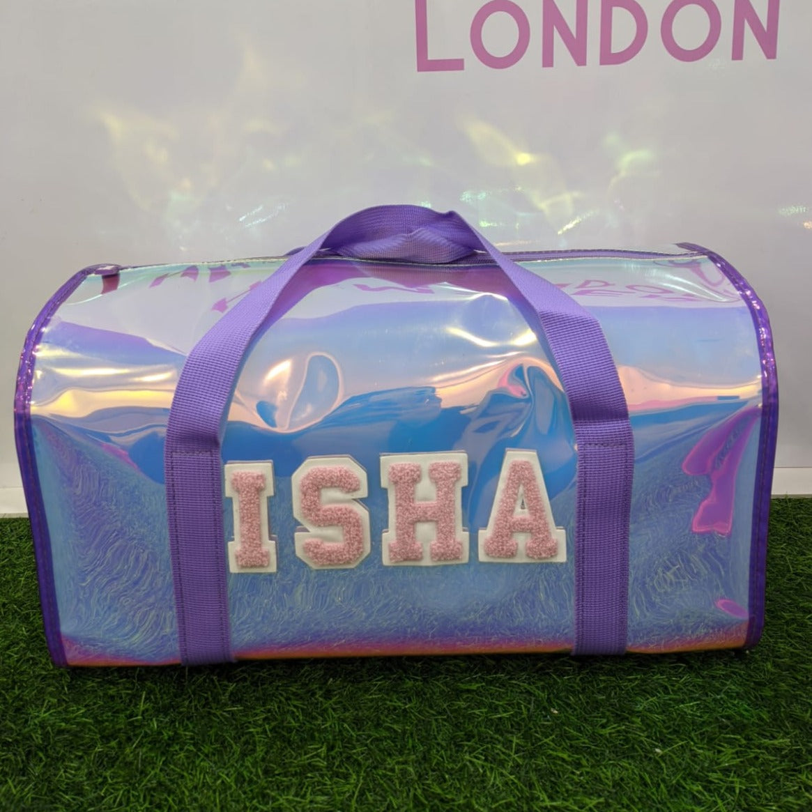 Hamster LondonShiny Classic Duffle Bag Purple With Personalization Sticker