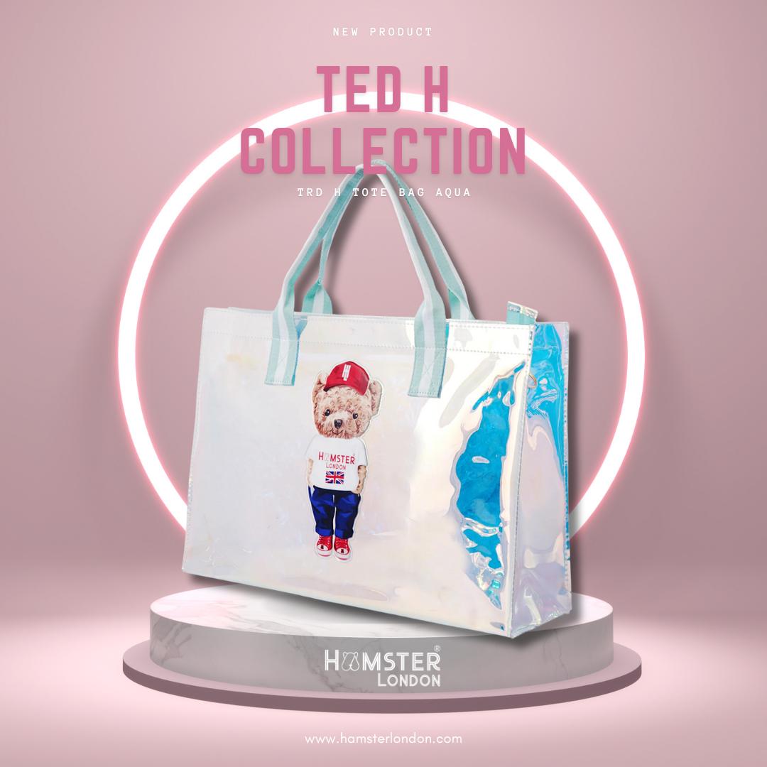 Hamster London Gift Hamper Ted H Tote Aqua And Bottle