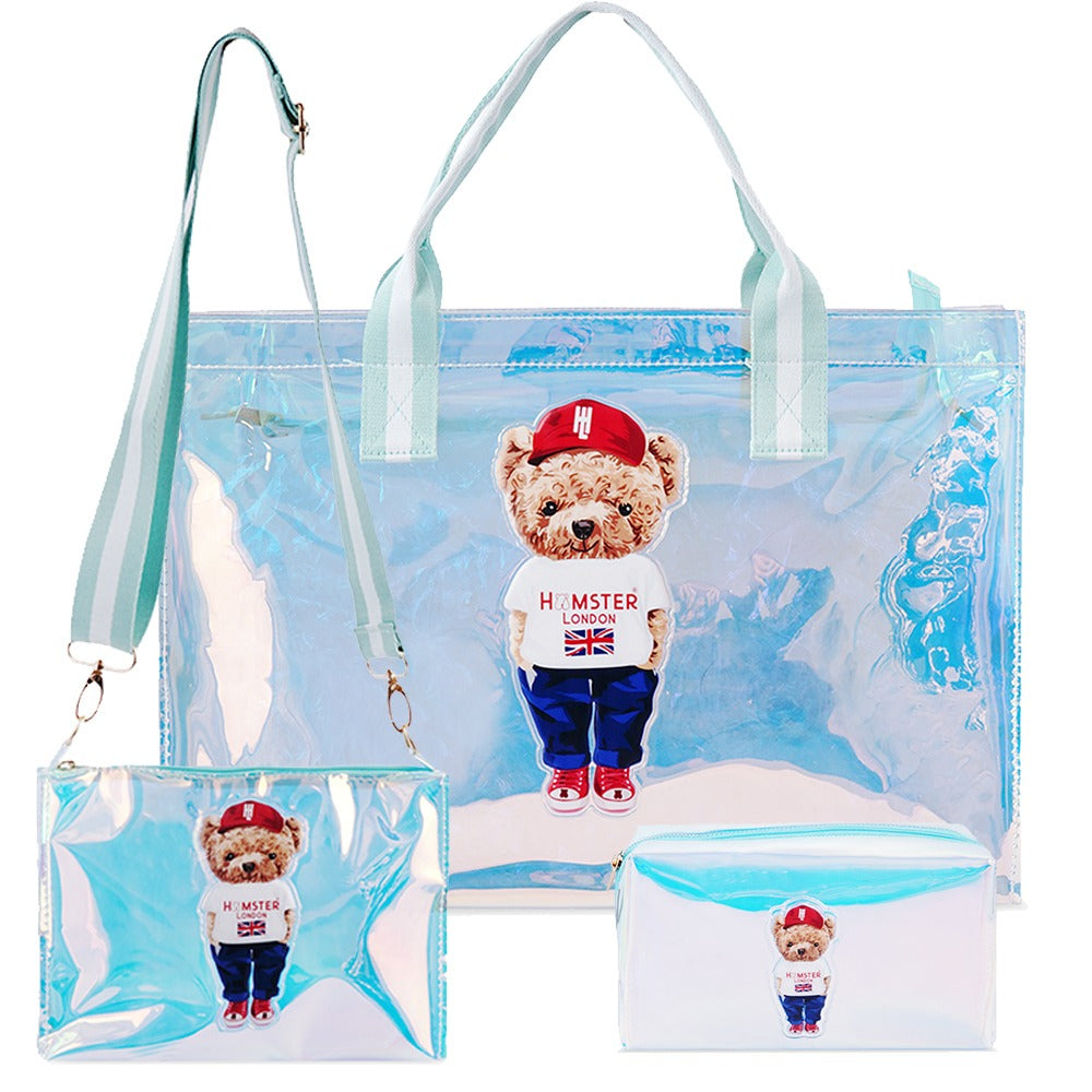 Hamster London Gift Hamper Ted H Aqua Combo Tote, Sling and Pouch