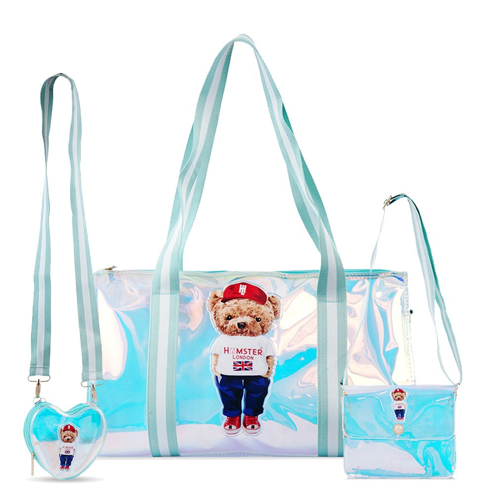 Hamster London Gift Hamper Ted H Sling Aqua Combo Duffle, Sling & Heart Sling