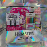 Hamster London Gift Hamper (Pink Pixy Unicorn Lunch bags ,Luggage Tag , Expandable and Foldable Water Bottle and Glitter Pencil Set of 12