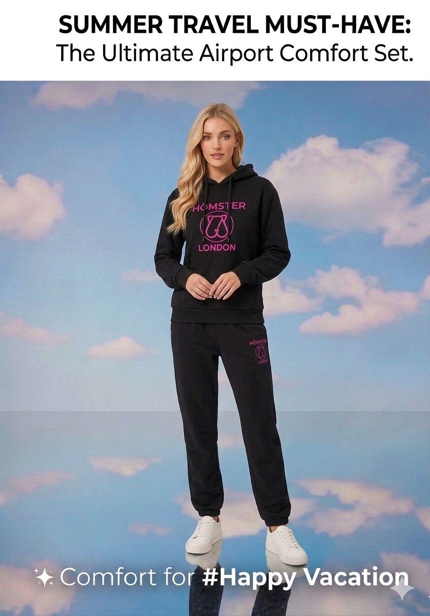 Hamster London Teddy Neon Hoodie Coord Set Black