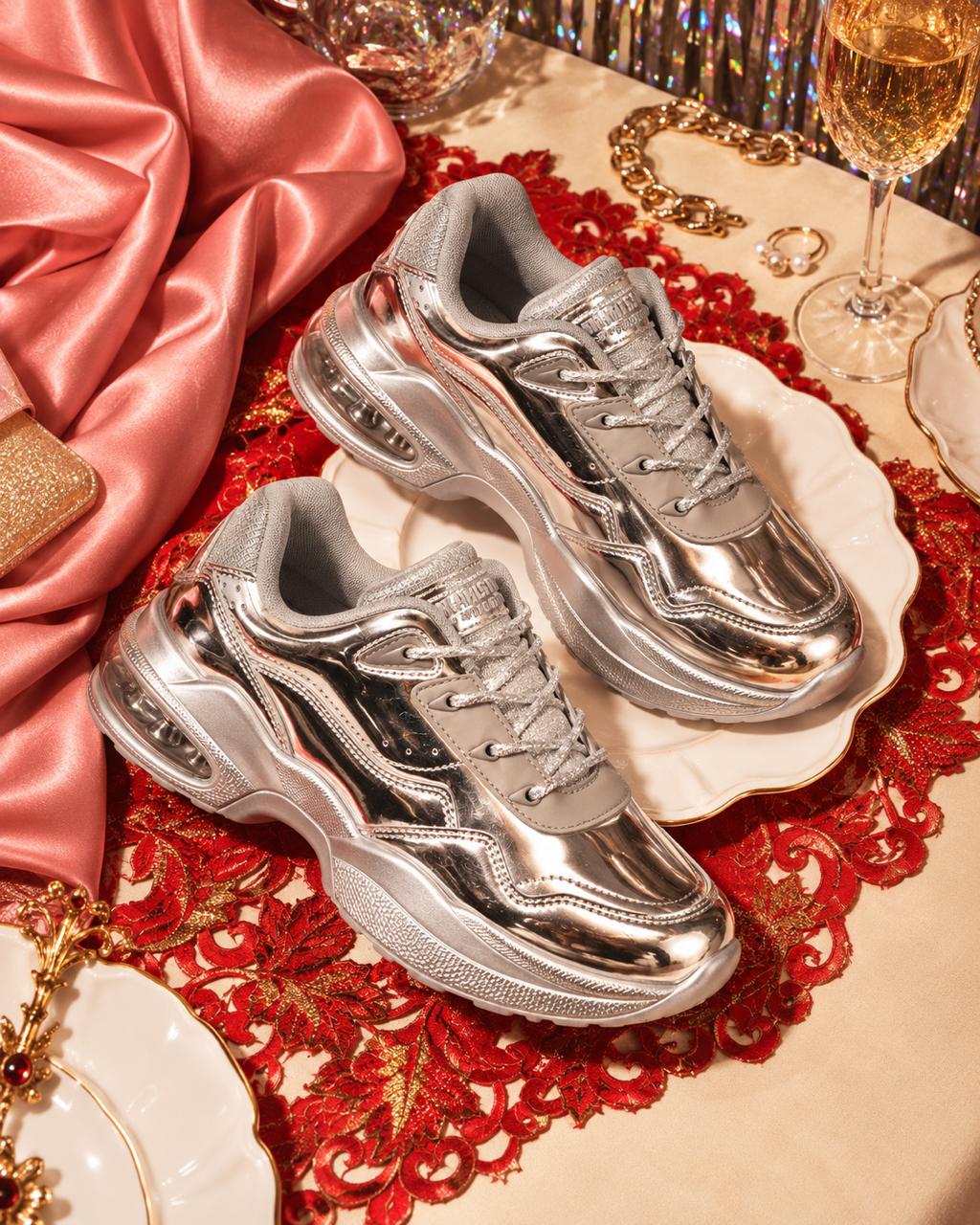 Hamster London Shiny Silver Sneaker