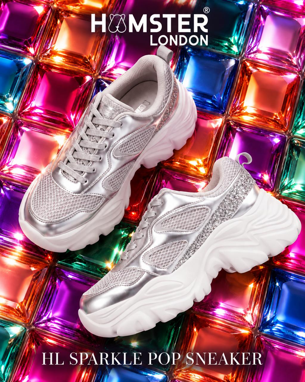 Hamster London Sparkle Pop Silver Sneakers