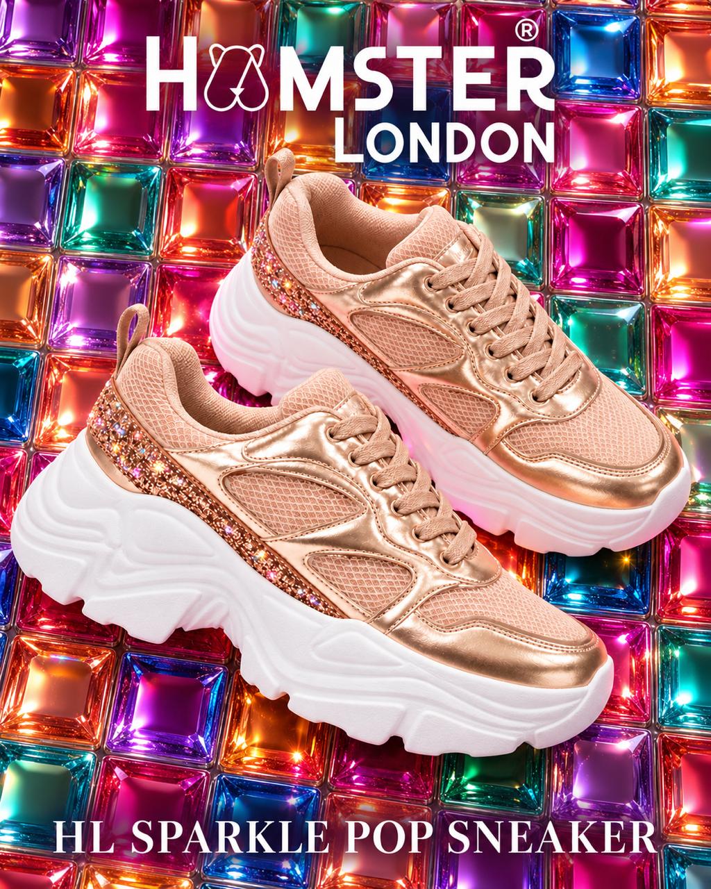 Hamster London Sparkle Pop Gold Sneakers