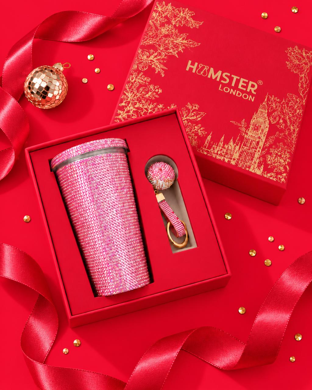 Hamster London Crystal Gem Sipper With Charm Hot Pink