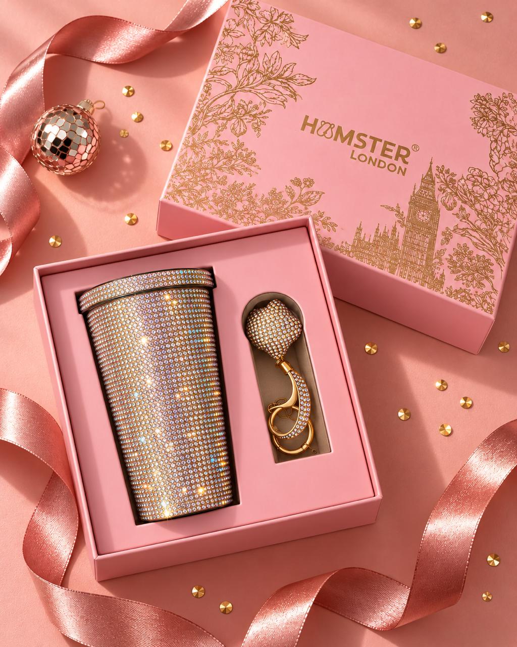 Hamster London Crystal Gem Sipper With Charm Pink