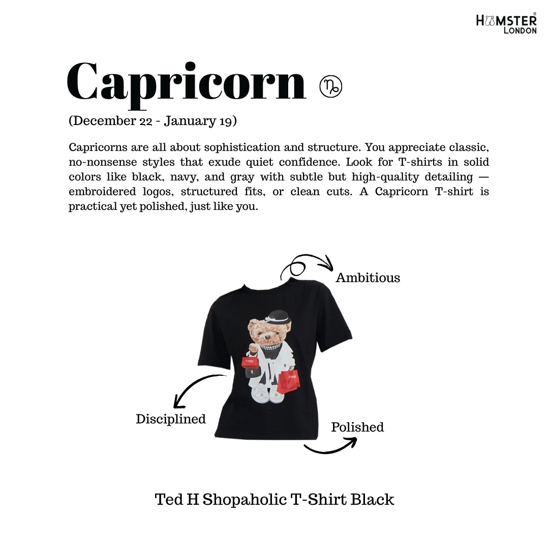 Hamster London Ted H Shopaholic T-Shirt Black