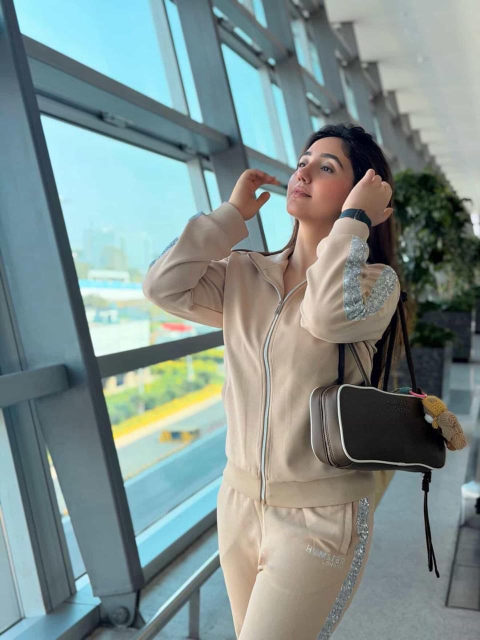 Hamster London Bling Zipper Jacket & Lowers Set Beige