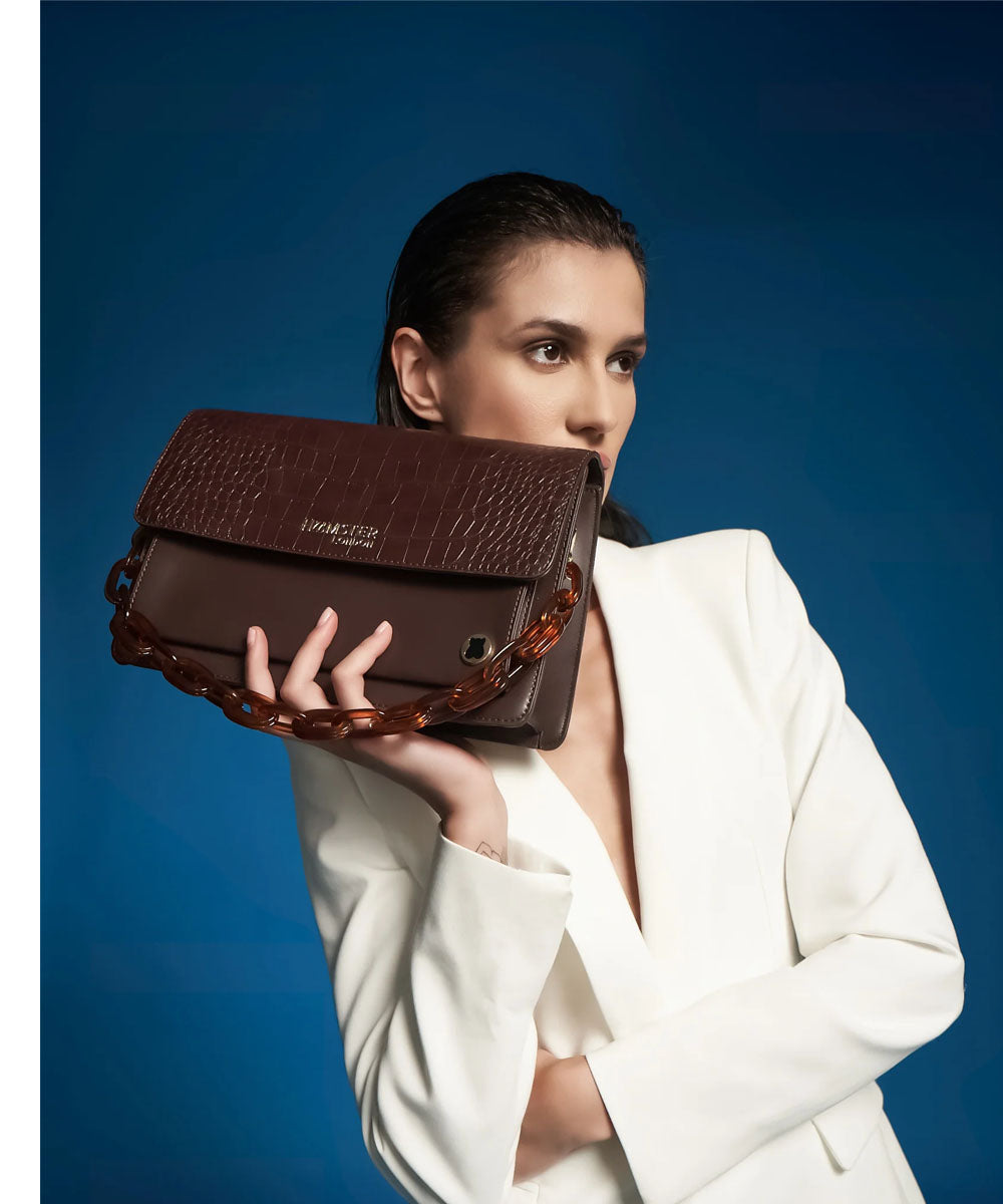 Hamster London Roma Flap Bag Brown
