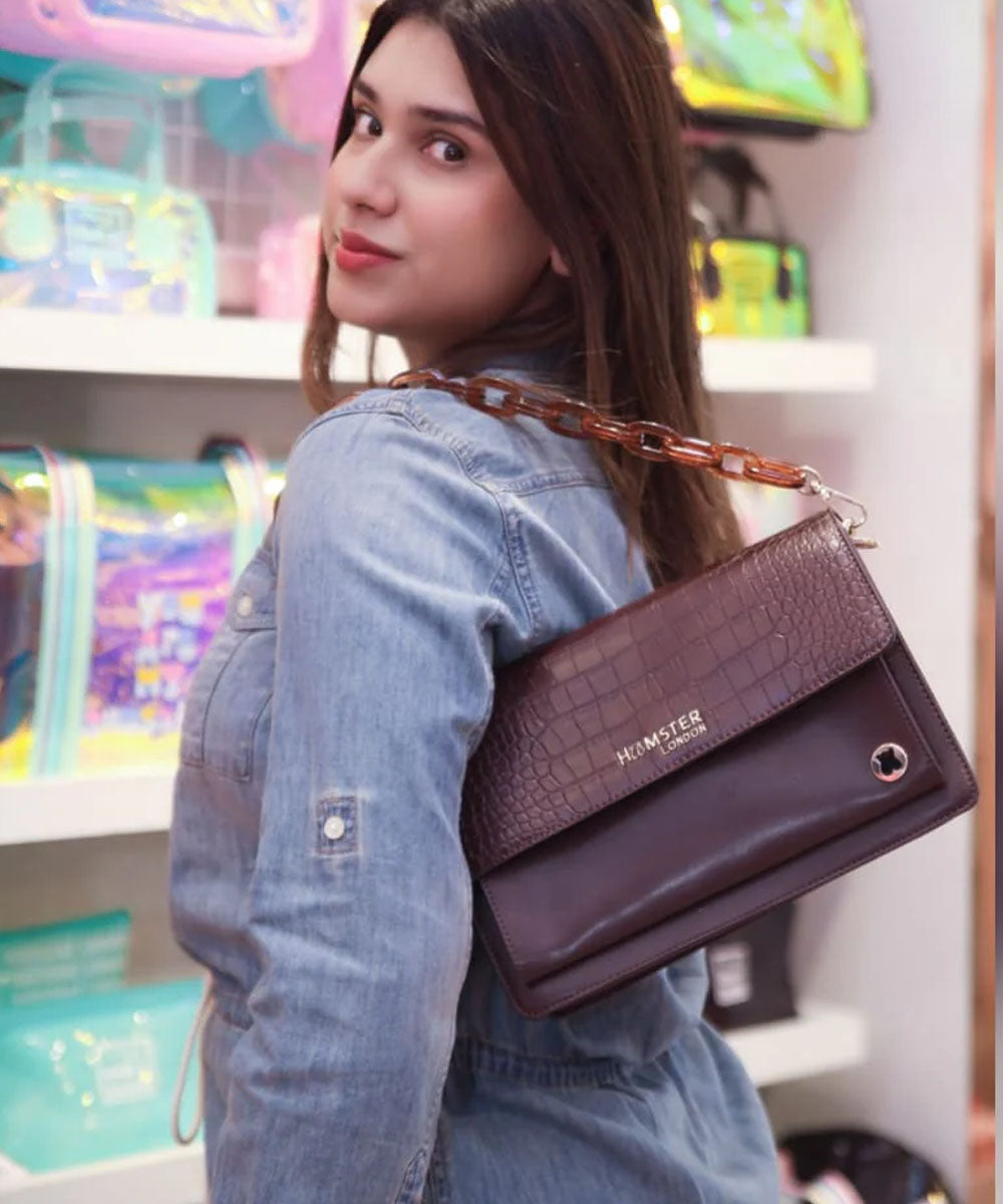 Hamster London Roma Flap Bag Brown