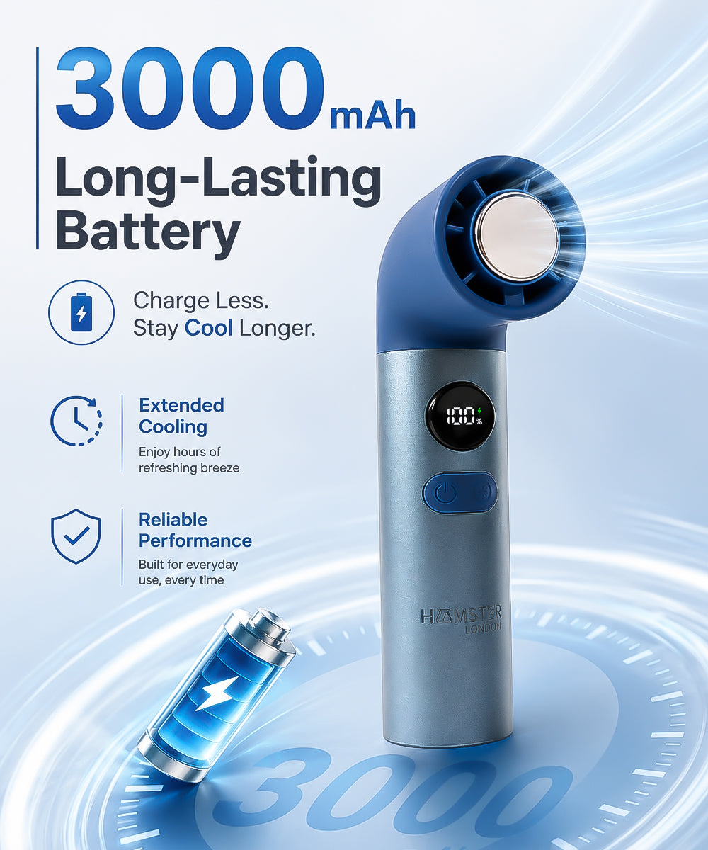 Hamster London Cold Compress Handheld Fan – Blue