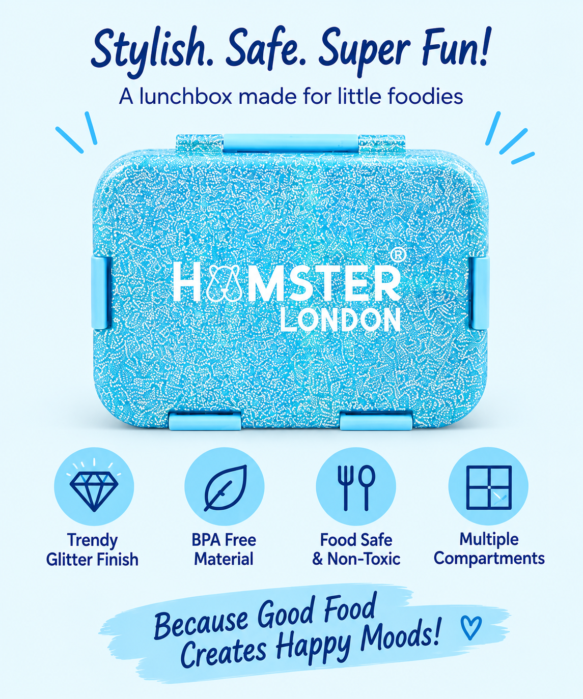 Hamster London Bento Box Glitter Blue