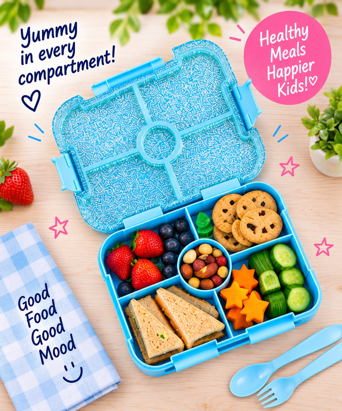 Hamster London Bento Box Glitter Blue