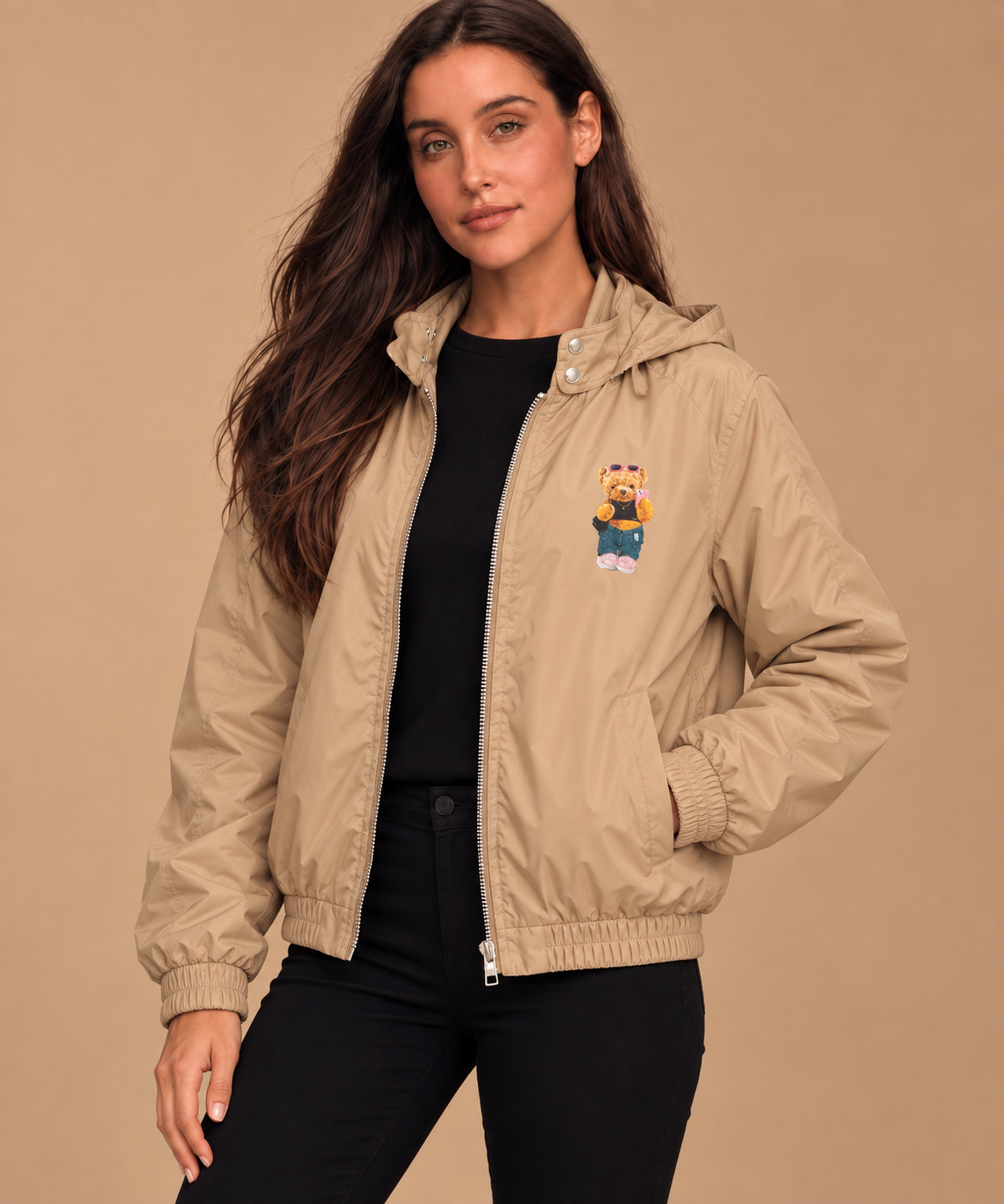 Hamster London TED H Hoodie Bomber Jacket Beige