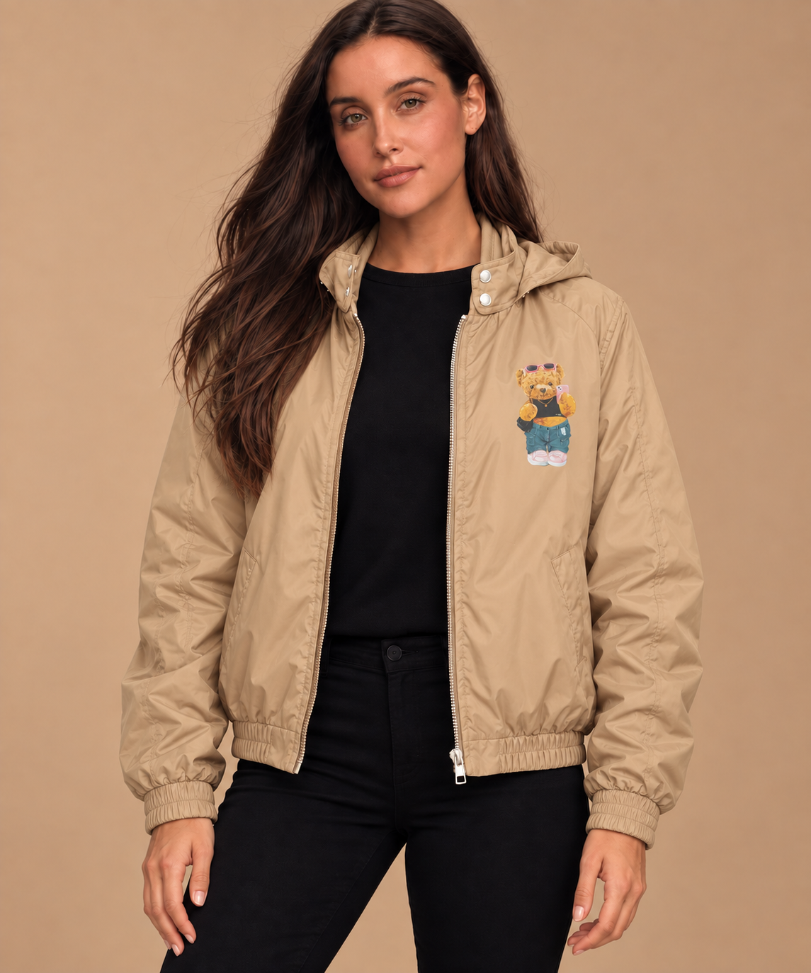 Hamster London TED H Hoodie Bomber Jacket Beige