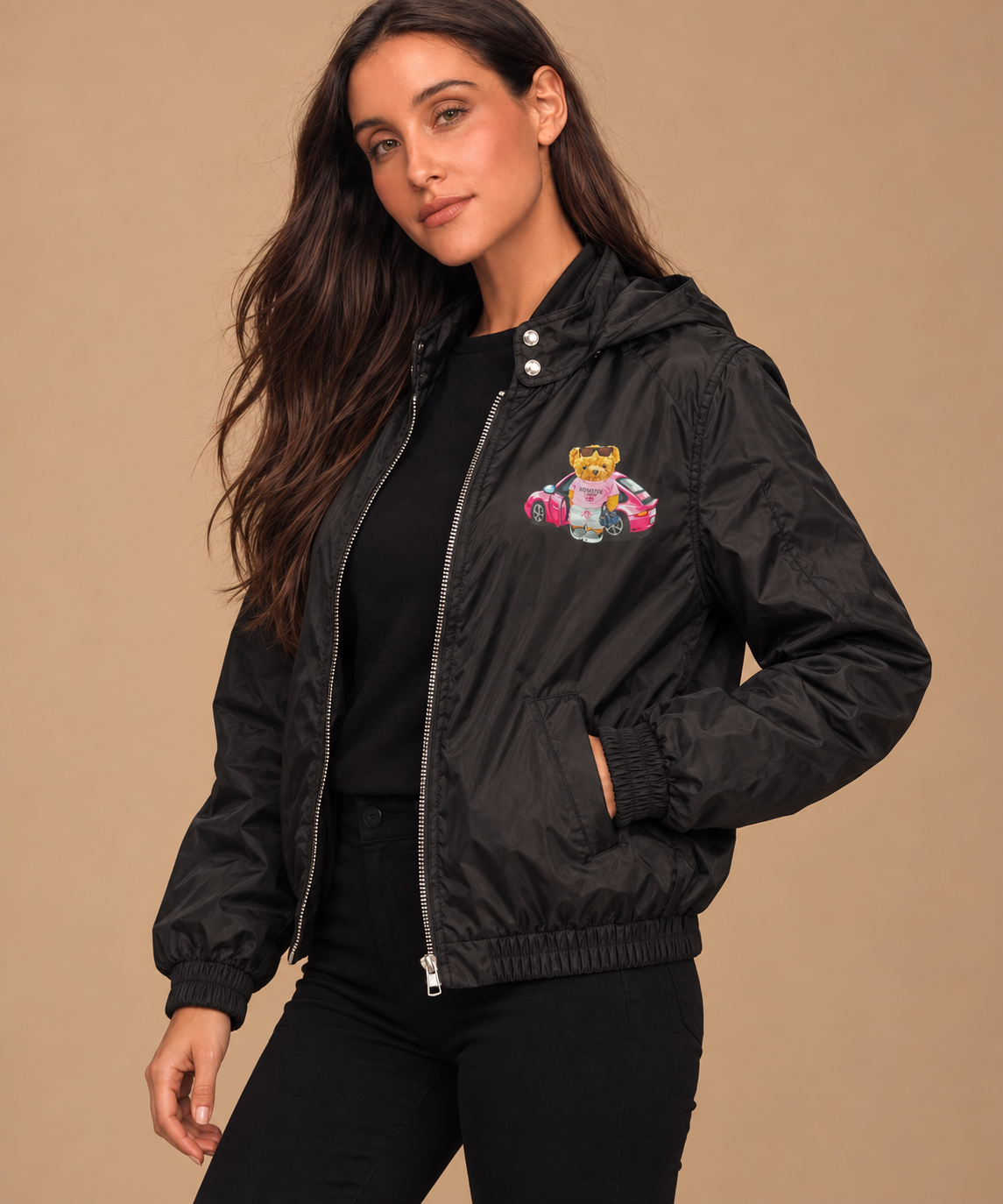 Hamster London TED H Hoodie Bomber Jacket Black
