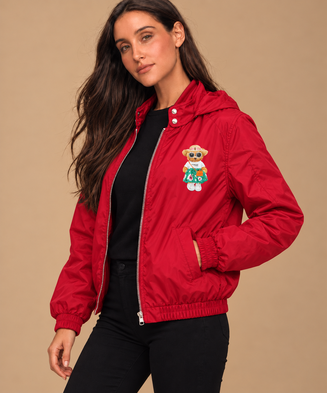 Hamster London TED H Hoodie Bomber Jacket Red