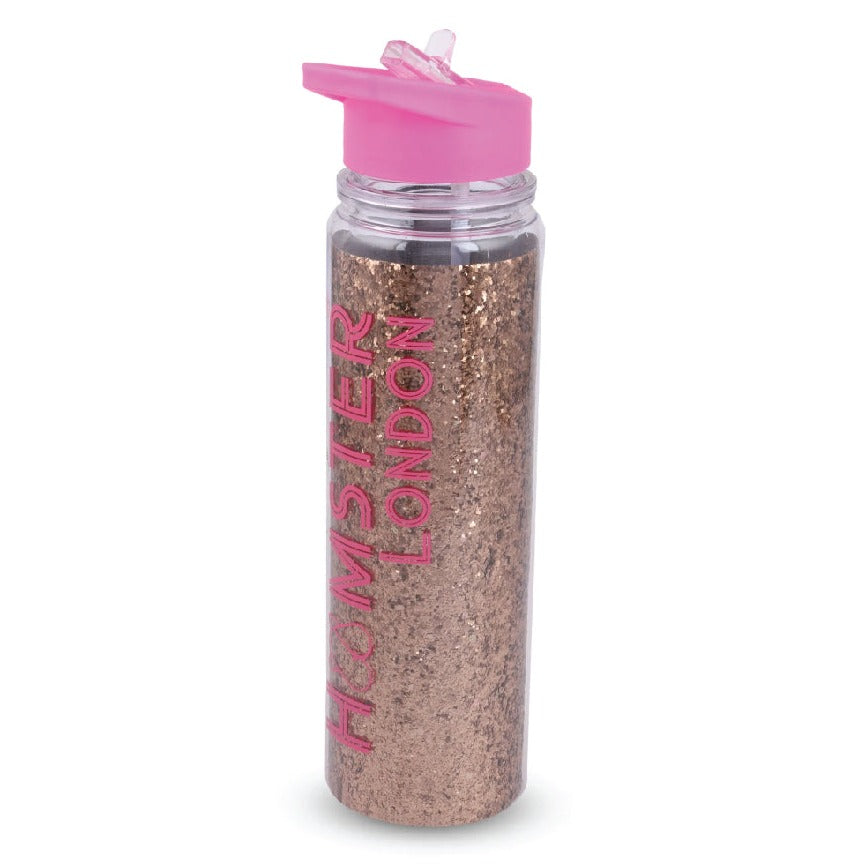 Hamster London Glitter Sipper Water Bottle Gold