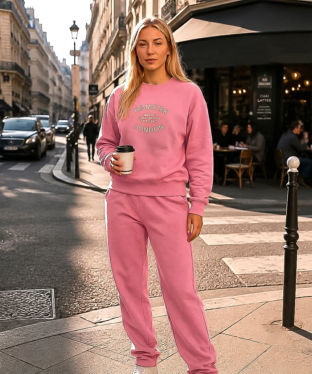 Hamster London Great British Excellence Sweatshirt & Lowers Set Pink