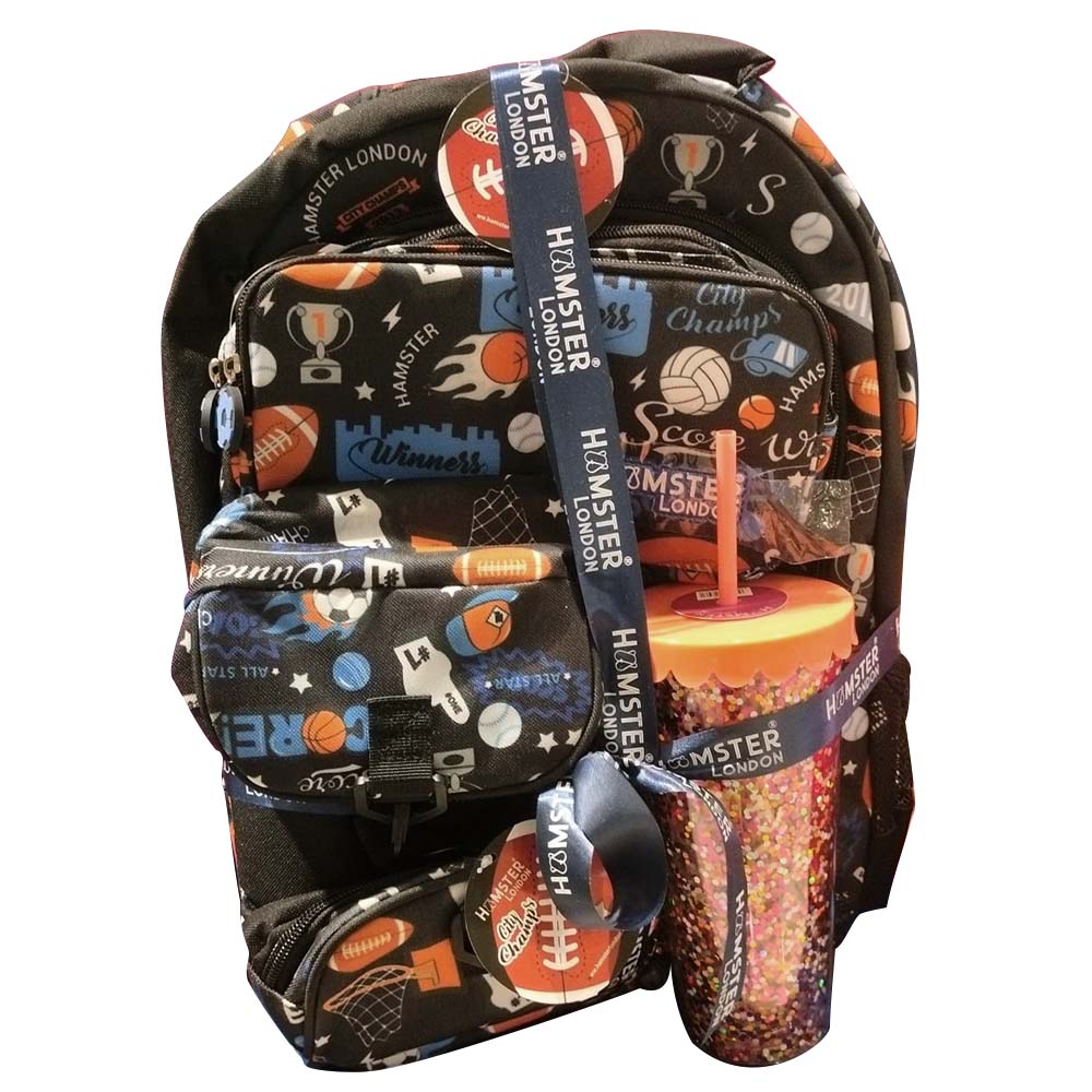 Hamster London School Bundle City Champ Backpack + Lunch Bag + Pouch + Sipper