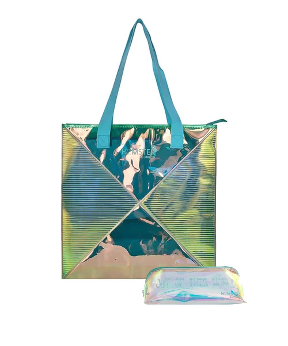 Hamster London Shiny Classic Tote Bag Aqua