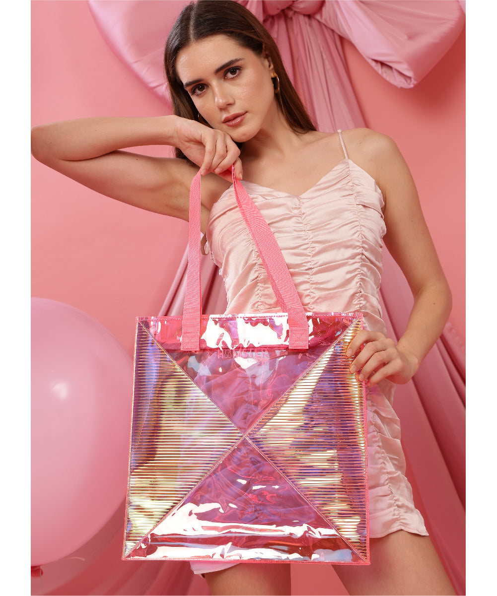 Hamster London Shiny Classic Tote Bag Pink